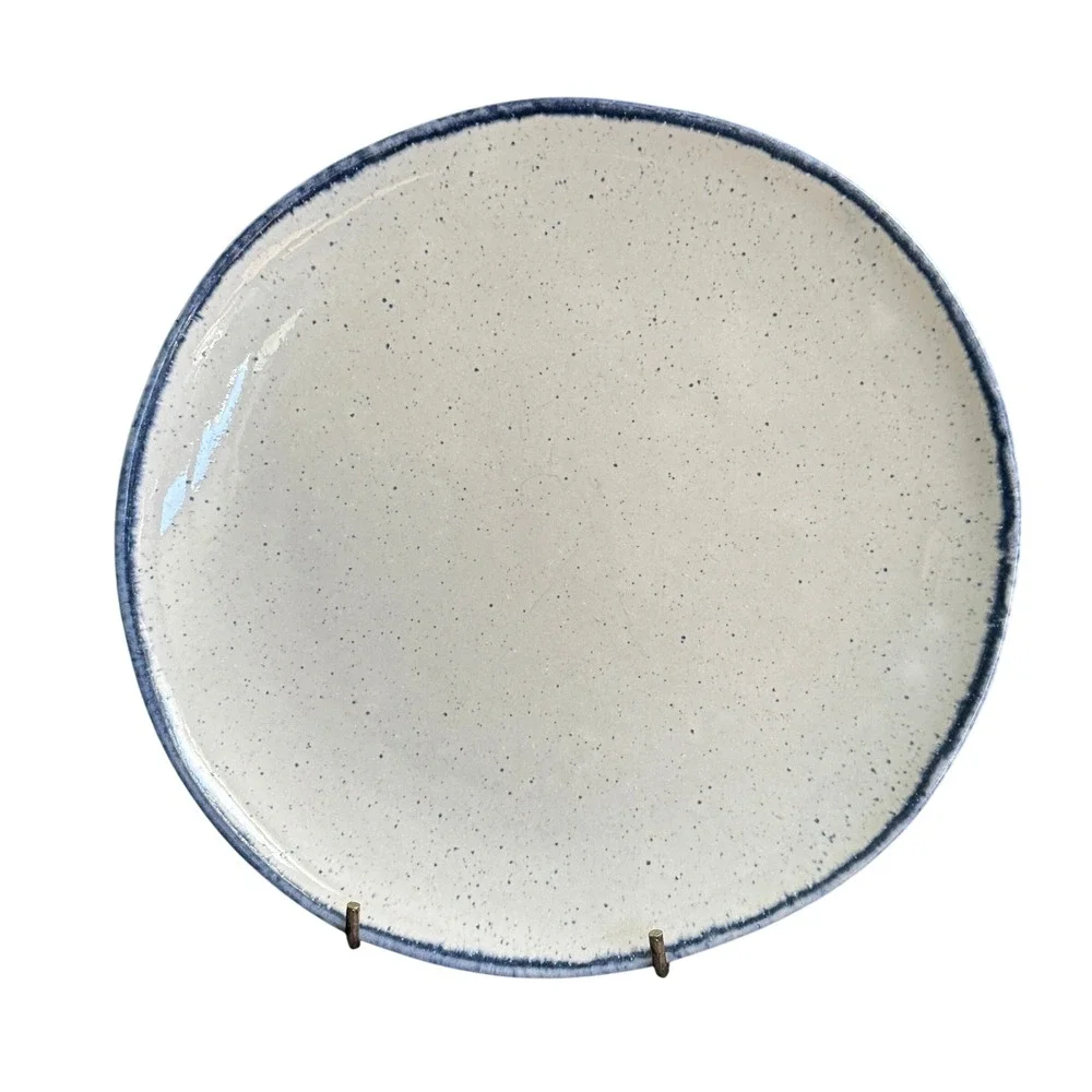 Pair of Crate & Barrel Lina Blue Stripe Salad Plates